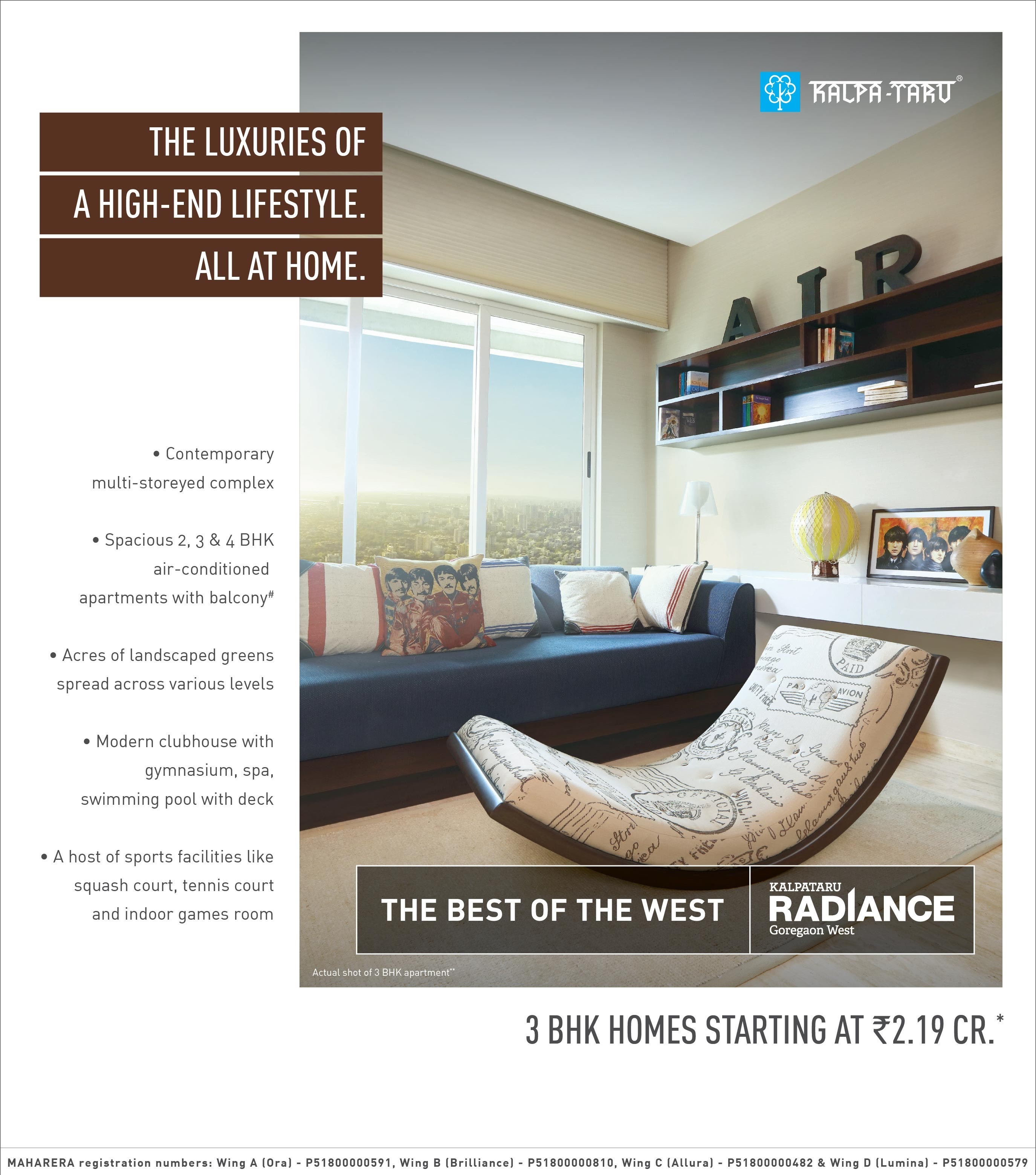The luxuries of a high-end lifestyle all in home at Kalpataru Radiance in Mumbai